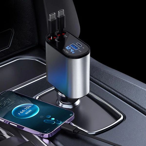 Universal 4-in-1 Retractable Charger – Fast Charging for Multiple Devices