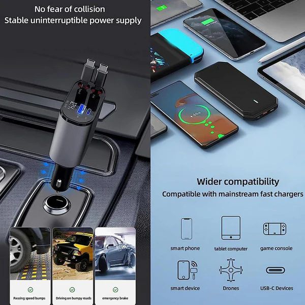 Universal 4-in-1 Retractable Charger – Fast Charging for Multiple Devices