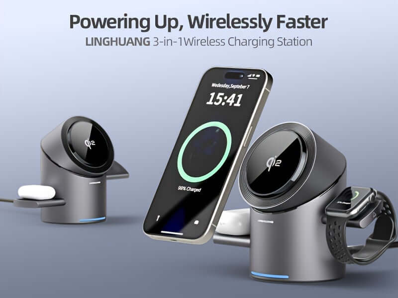 3-in-1 MagSafe Charging Station – Qi2 15W Fast Wireless Charger