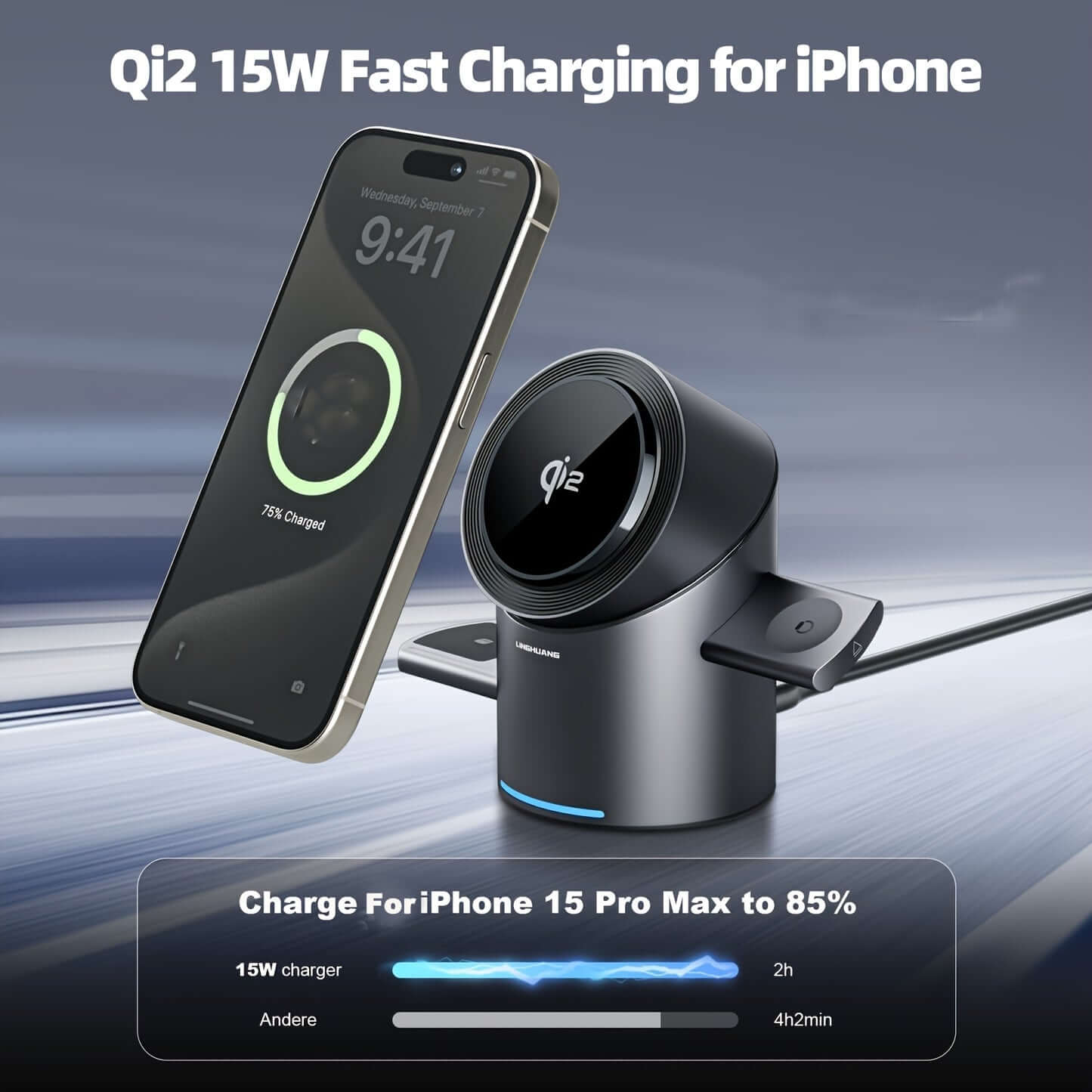 3-in-1 MagSafe Charging Station – Qi2 15W Fast Wireless Charger