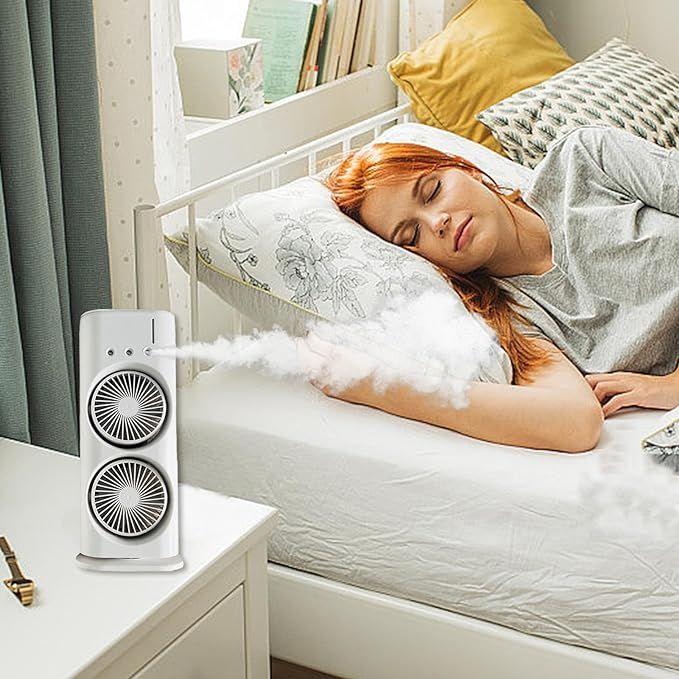 Dual Head Spray Fan – USB Rechargeable Personal Cooling Fan