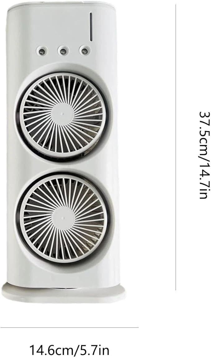 Dual Head Spray Fan – USB Rechargeable Personal Cooling Fan