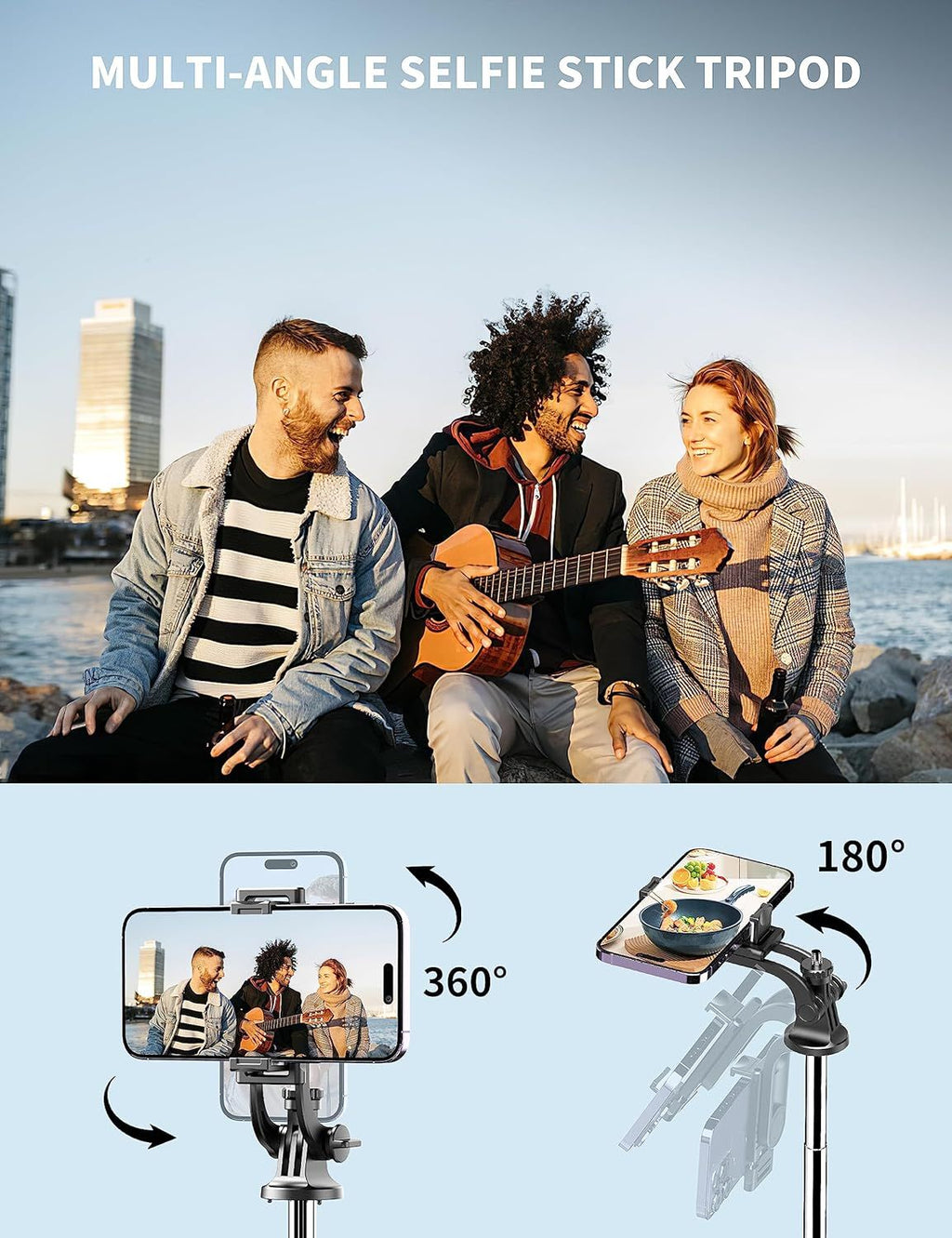 Selfie Stick Tripod – Bluetooth Remote for iPhone & Android