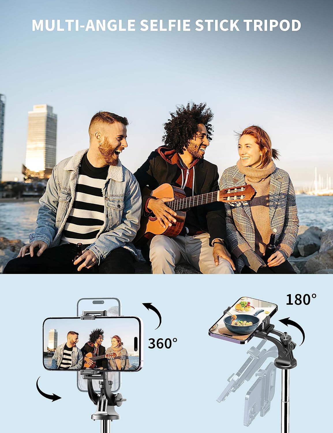 Selfie Stick Tripod – Bluetooth Remote for iPhone & Android