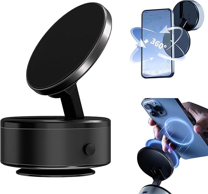 Magnetic Car Phone Mount – Strong Suction Cup with 360° Rotation